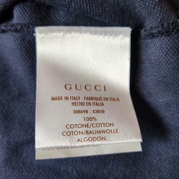 GUCCI Navy Blue Collared Polo Short Sleeve Shirt Size XL- New with Tag - Picture 12 of 13